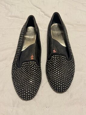 Ros Hommerson Crystal-Embellished Slip-On Flats